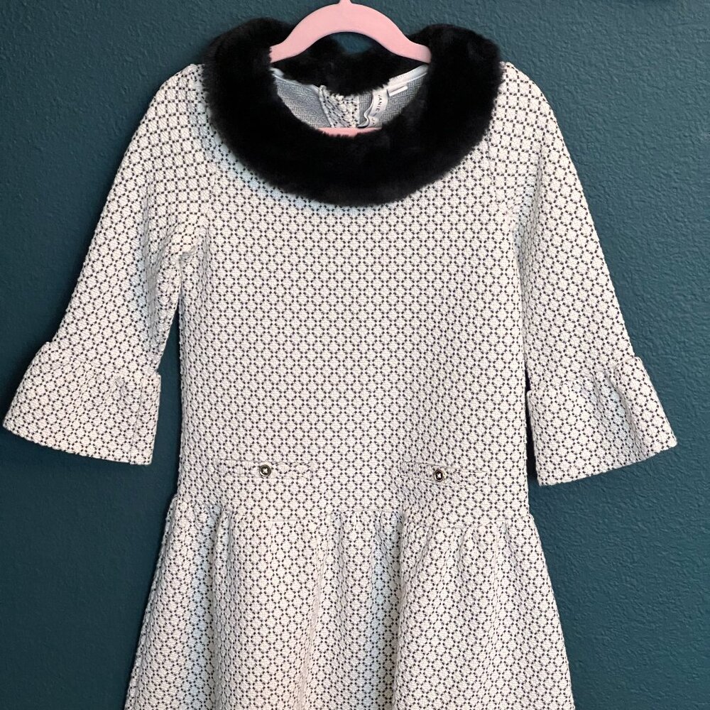 Janie and Jack White Geometric Print Dress - EUC